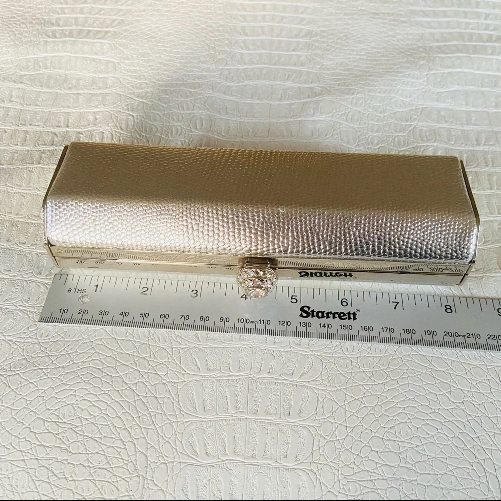 Silver lizard embossed evening bag clutch